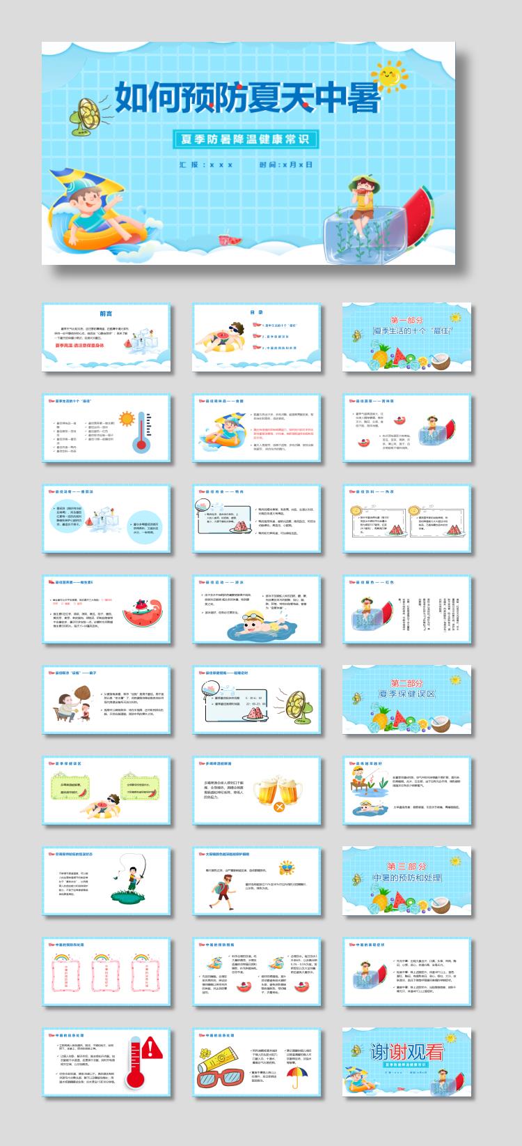 如何预防夏天中暑PPT模板下载