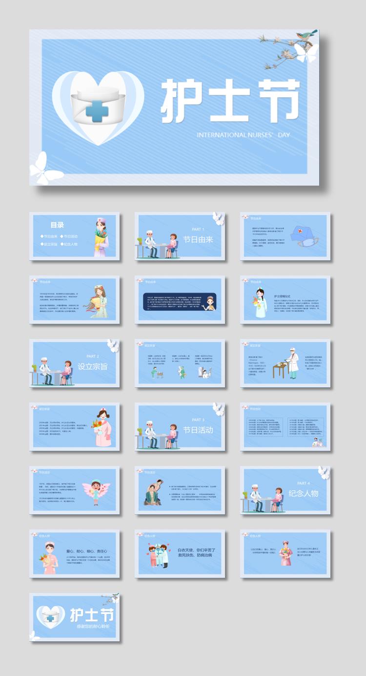 护士帽背景的国际护士节介绍PPT模板