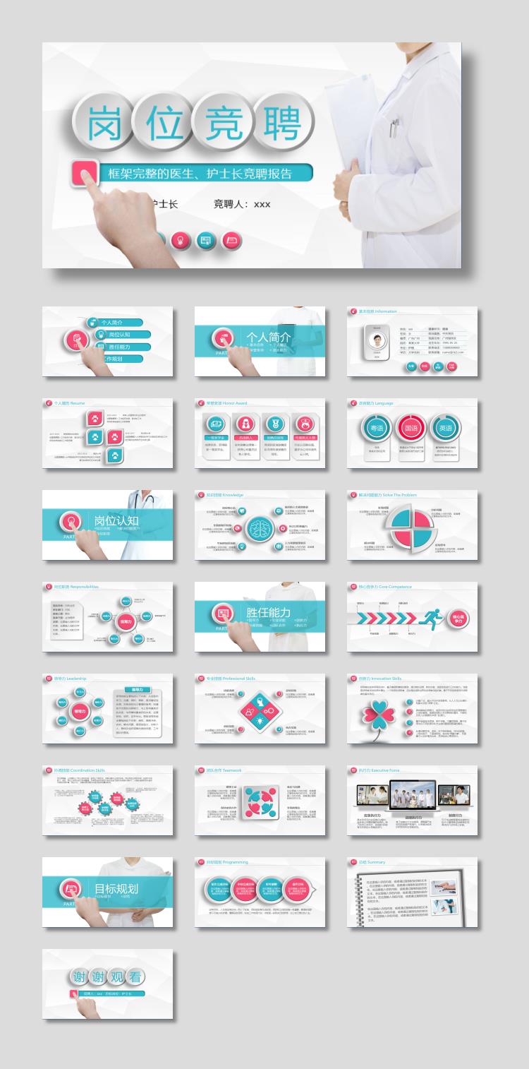 简洁医生护士长岗位竞聘PPT模板