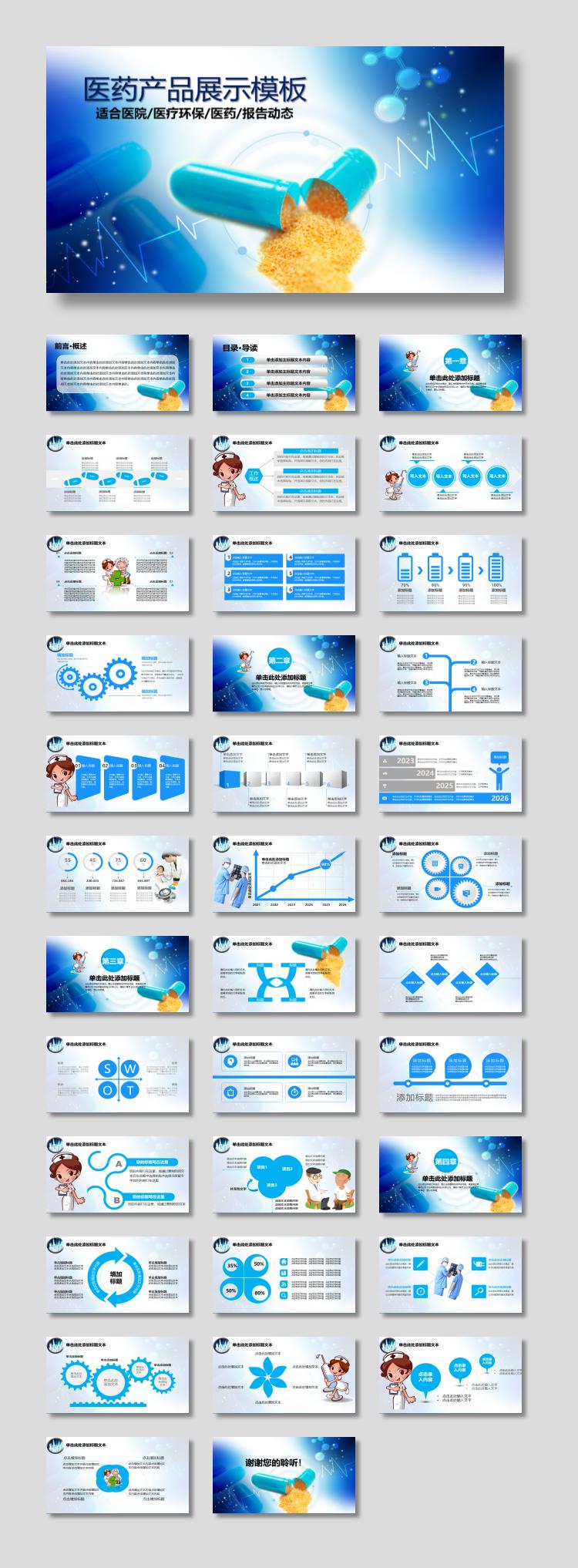 胶囊背景的医药产品介绍宣传PPT模板下载