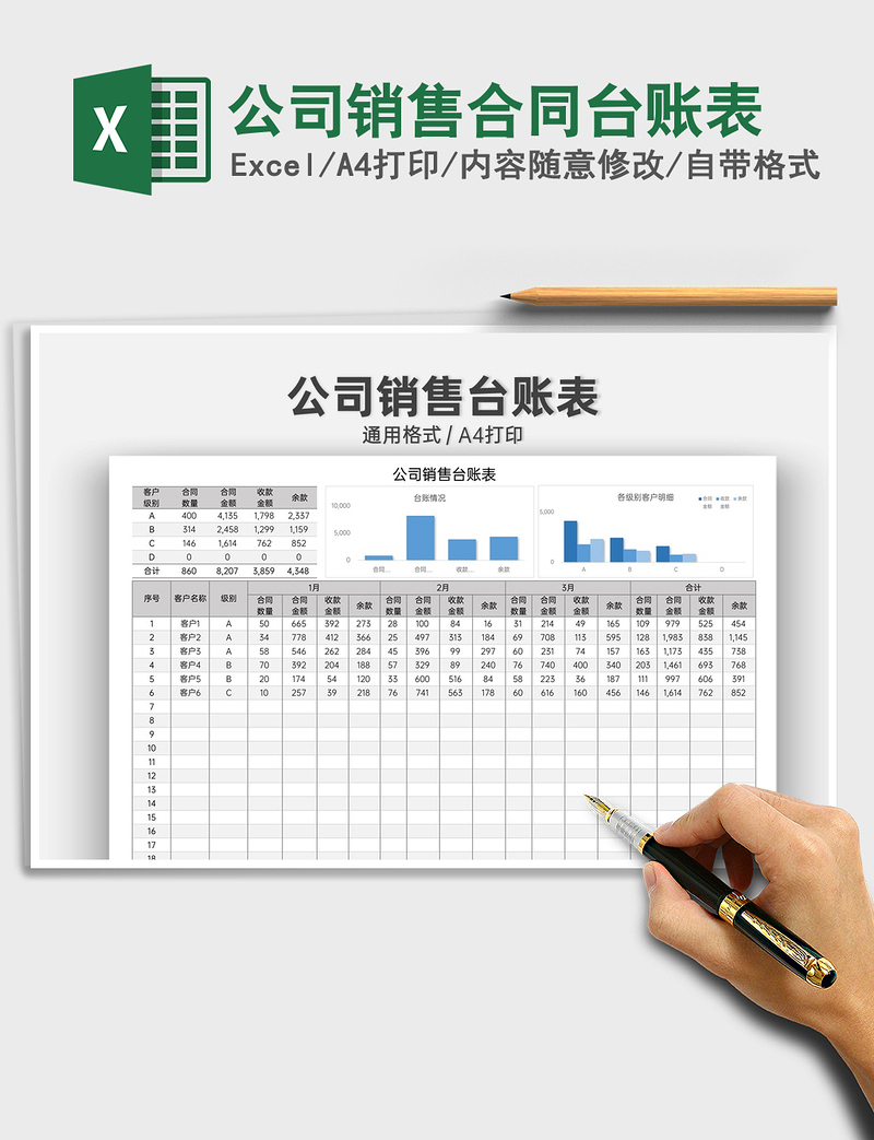 20XX公司销售合同台账表表格模板下载